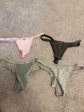 SKIMS Women's Thong Set - Pink, Black, Sage, Heather Gray